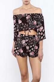  Black Floral Cropped Top