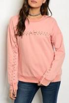  Pink Lace-up Sweatshirt