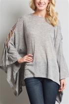  Lace-up Sleeve Poncho Top
