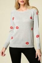  Printed Lips Sweater