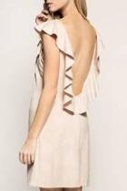  Beige Open Back Dress