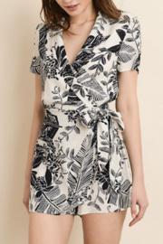  Two-tone Floral Wrap Romper