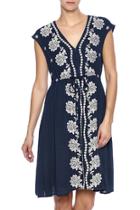  Navy Embroidered Dress
