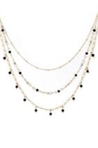  Glass Bead Drop Charm Short Layered Necklace
