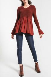 Vesta V Neck Ruffle Hem Sweater