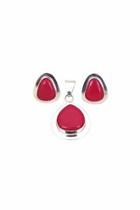  Fuchsia-pendant And Earrings