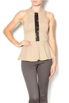 Leather Detail Peplum Top