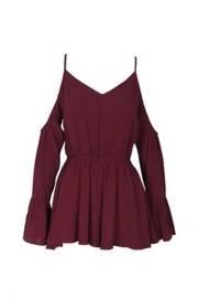  Wine Cold Shoulder Romper