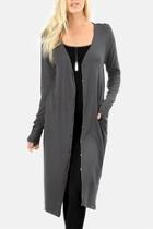  Button-front Long Cardigan