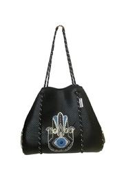  Perforated Neoprene Tote With Hand Painted Hamsa & Evil Eye