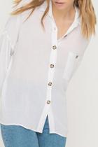 Oversized Buttoned Tunic Blouse