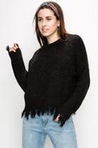  Distressed-bottom Crop Sweater