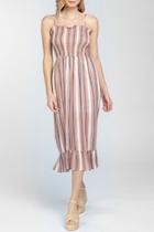  Striped Smocked Midi-dress
