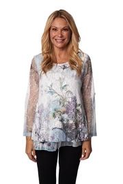  Mesh-sleeve Floral Blouse