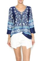  Navy Printed Blouse