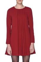  Crimson Pleated Dress