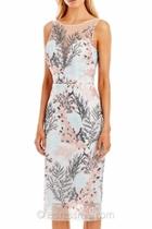  Pastel Embroidered Illusion Dress
