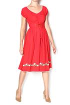  Red Corset Waist Dress