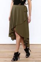  Olive Green Midi Skirt