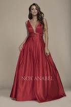  Red Plunging-back Formal-dress