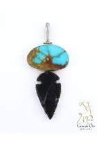  Obsidian Turquoise Pendant