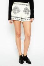 White Embroidered Shorts