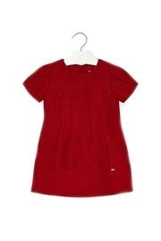  Garnet-red-jacquard-textured Dress