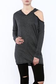  Black Shoulder Slit Hoodie