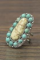  Natural-turquoise Adjustable Ring