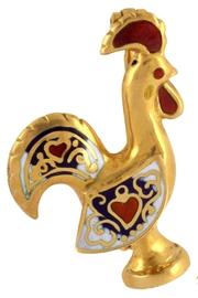  Enameled Rooster Brooch