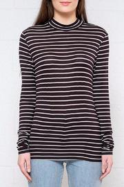  Stripe Mock Neck Top