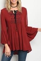  Red Peasant Blouse