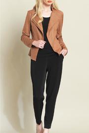  Knit Leather Multi Zip Jacket