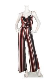 Tie-front Striped Jumpsuit
