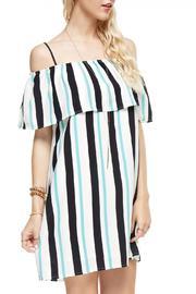  Striped Cold Shoulder Dress