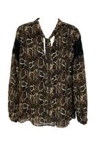  Cobra Tie Front Blouse W Lace