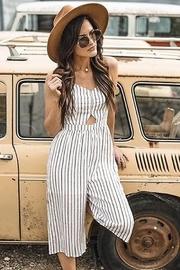  Smocked Back Cut Out Stripe Jumpsuit