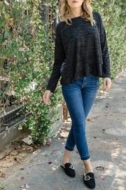  Brushed Knit W Velvet Burnout Back Top