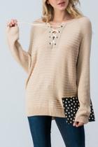  Lace-up-front Sweater Top