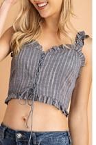  Lace Up Ruffled Top