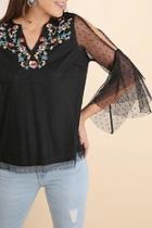 Black Lace Embroidered-blouse