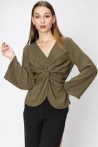  Knot Front Blouse
