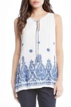  Embroidered Tassel-tie Top