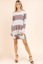  Twist Front Stripe Tunic Dress