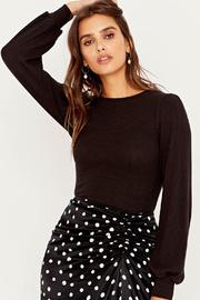 Brushed Waffle Tie Dye Contrasted Sleeve Tunic Top