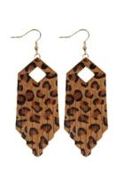  Fringe-hexagon-leopard Leather-hook-earrings