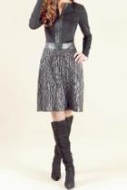  Faux Leather Black Dress