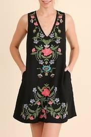  Black Floral Embroidered Dress