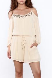  Beige Cold Shoulder Romper