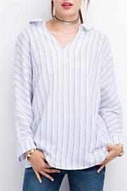  Stripe-cotton Gauze Blouse
